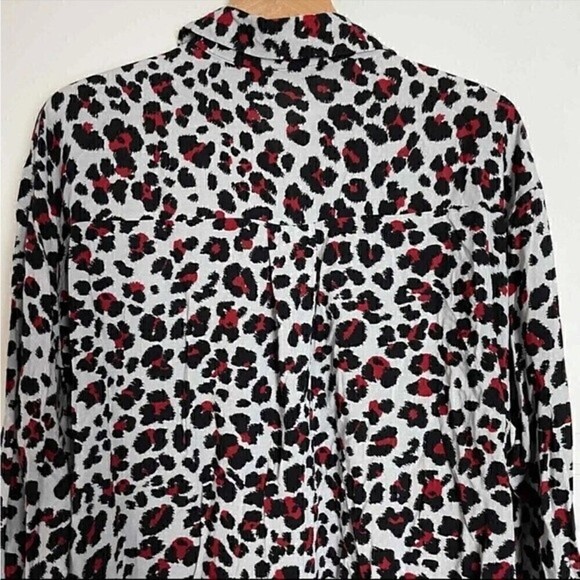 Zara Basic Leopard Print Blouse Extra Small Red Gray Black - Picture 6 of 13